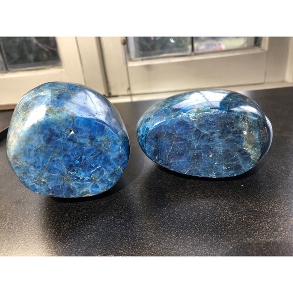 Blue APATITE Polished Crystal Freeform Set Standup - Madagascar Bluestones - Picture 15 of 16